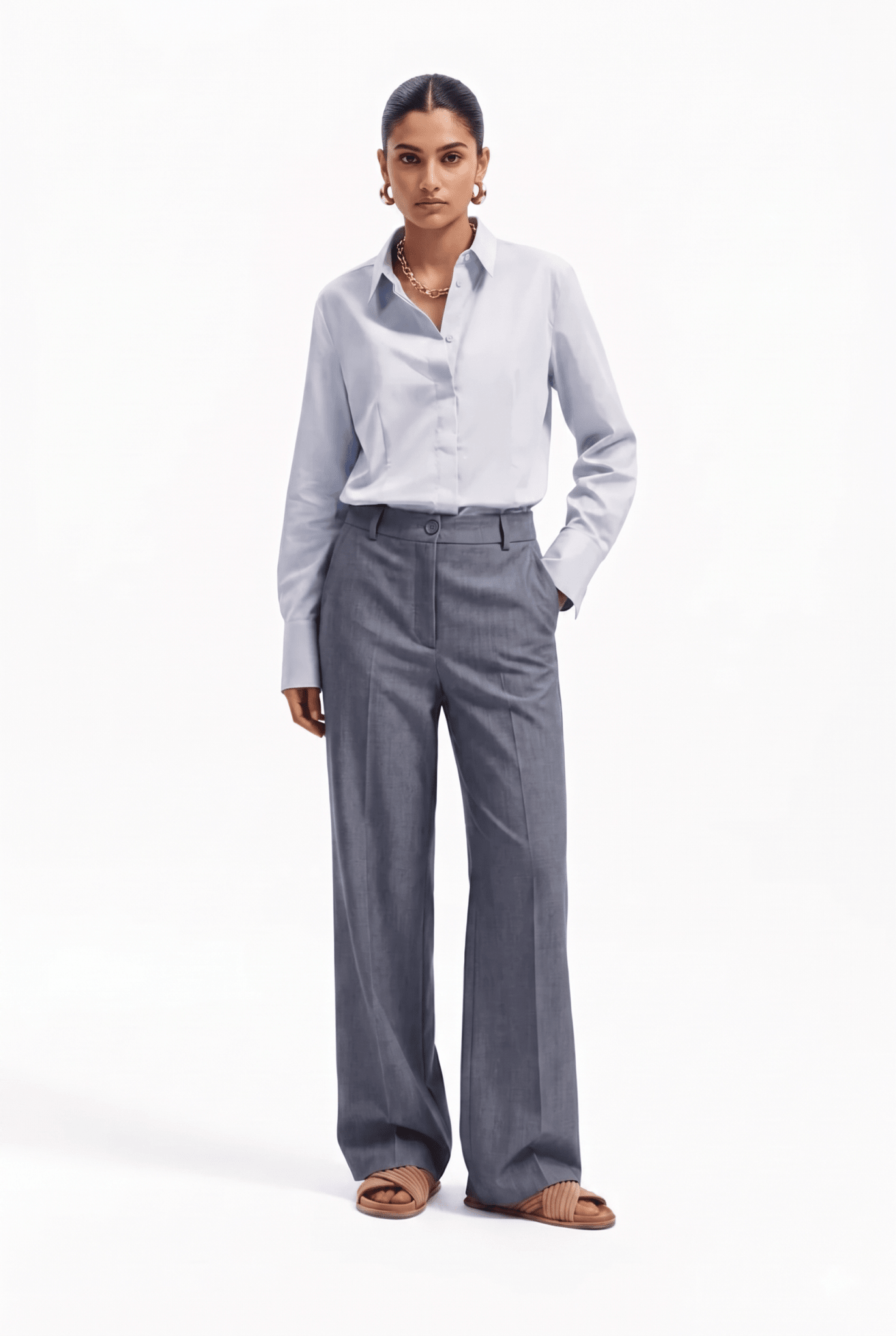 Pantalone Donna Sartoriale Wide Leg a Vita Media – Elegante e Raffinato - Caractère