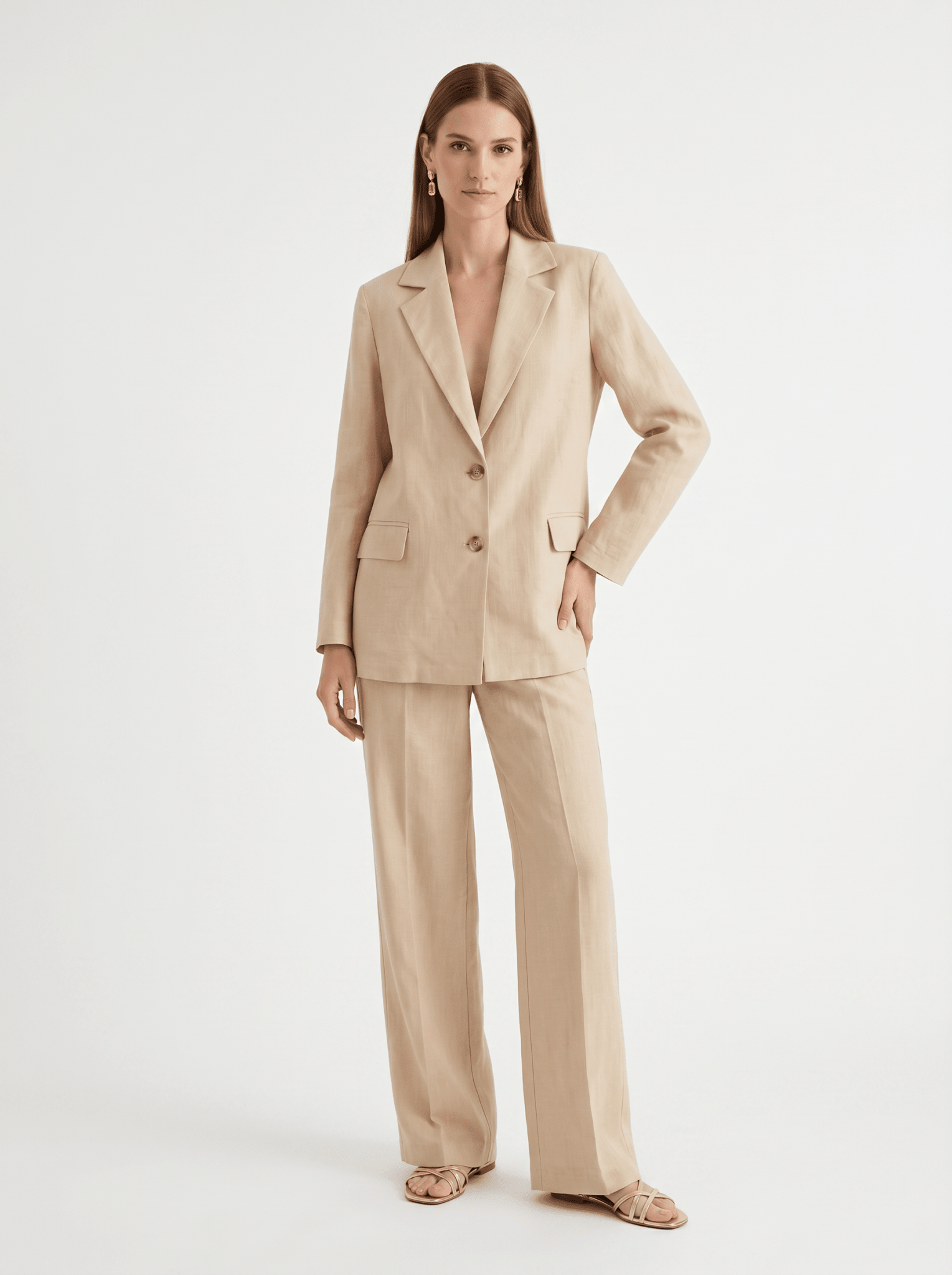 Pantalone Dritto in Viscosa di Lino - Caractère