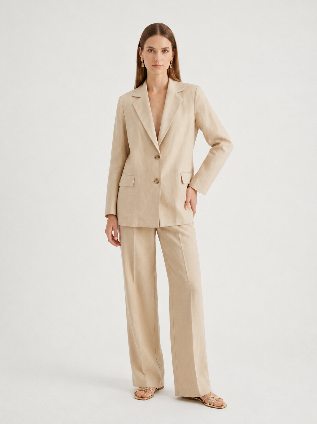 Pantalone Dritto in Viscosa di Lino