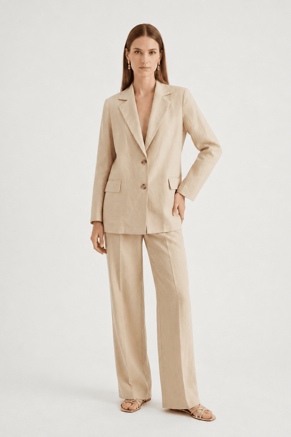 Pantalone Dritto in Viscosa di Lino - Caractère