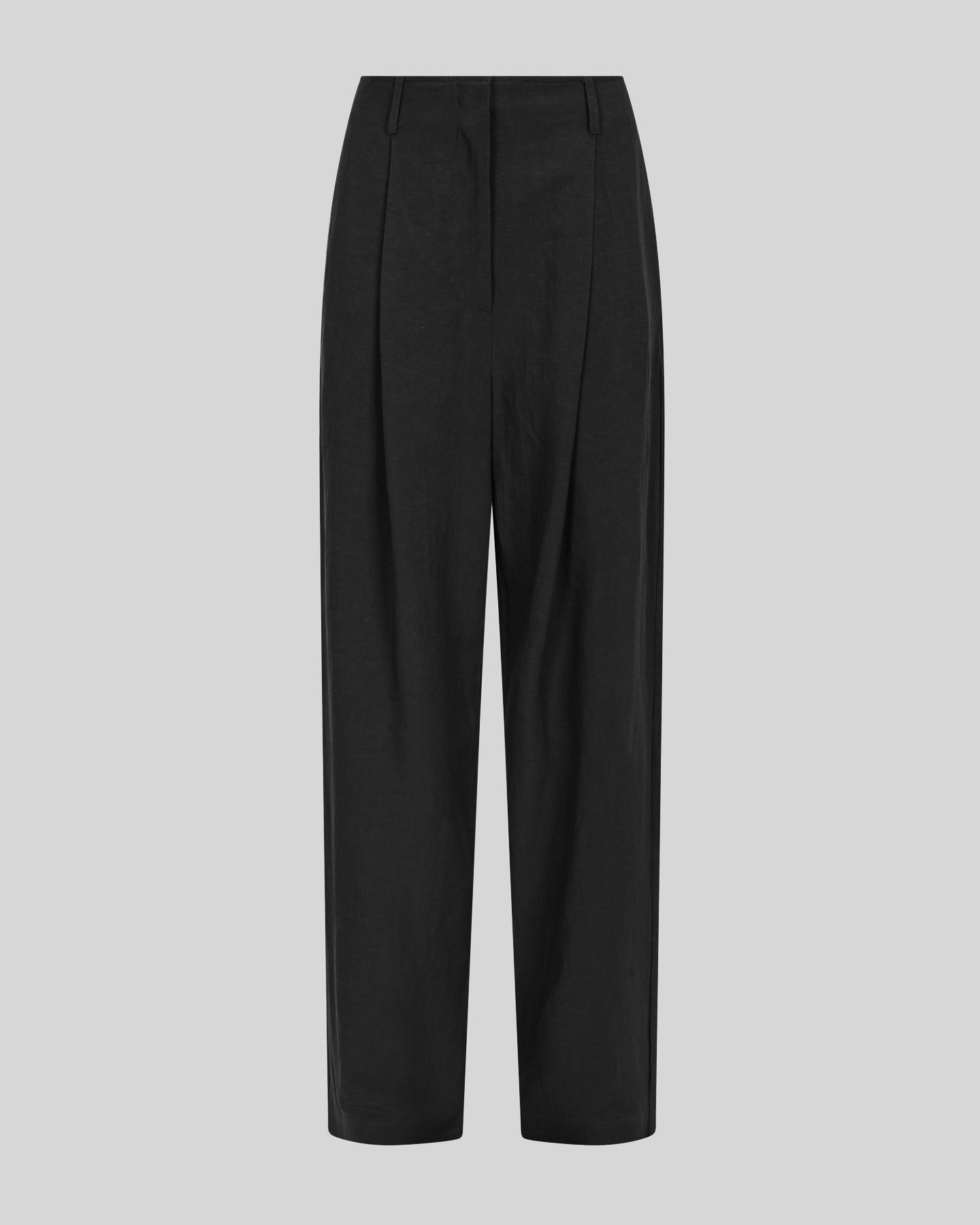 Pantalone Dritto in Viscosa e Lino con Pieghe - Caractère