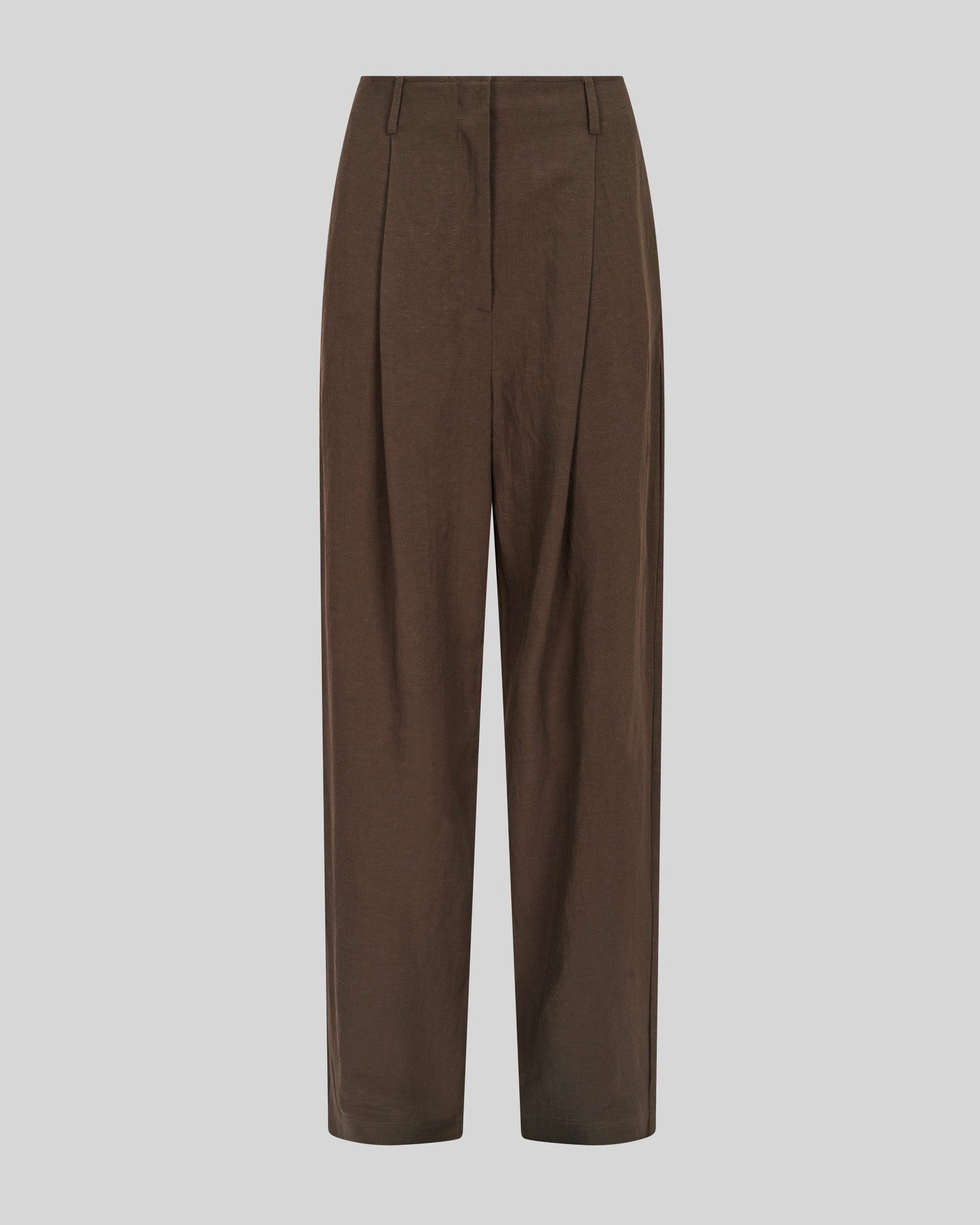 Pantalone Dritto in Viscosa e Lino con Pieghe - Caractère