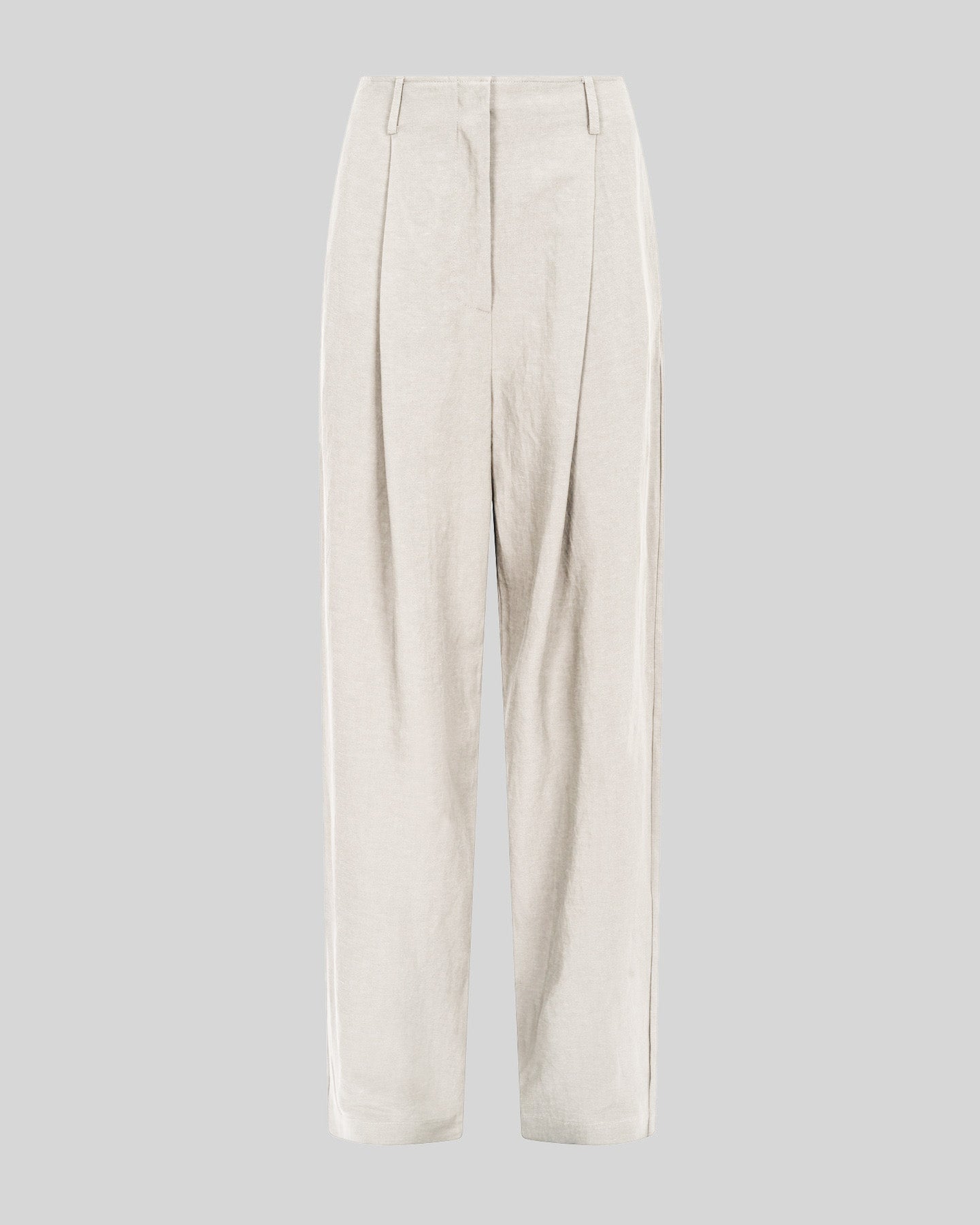 Pantalone Dritto in Viscosa e Lino con Pieghe - Caractère