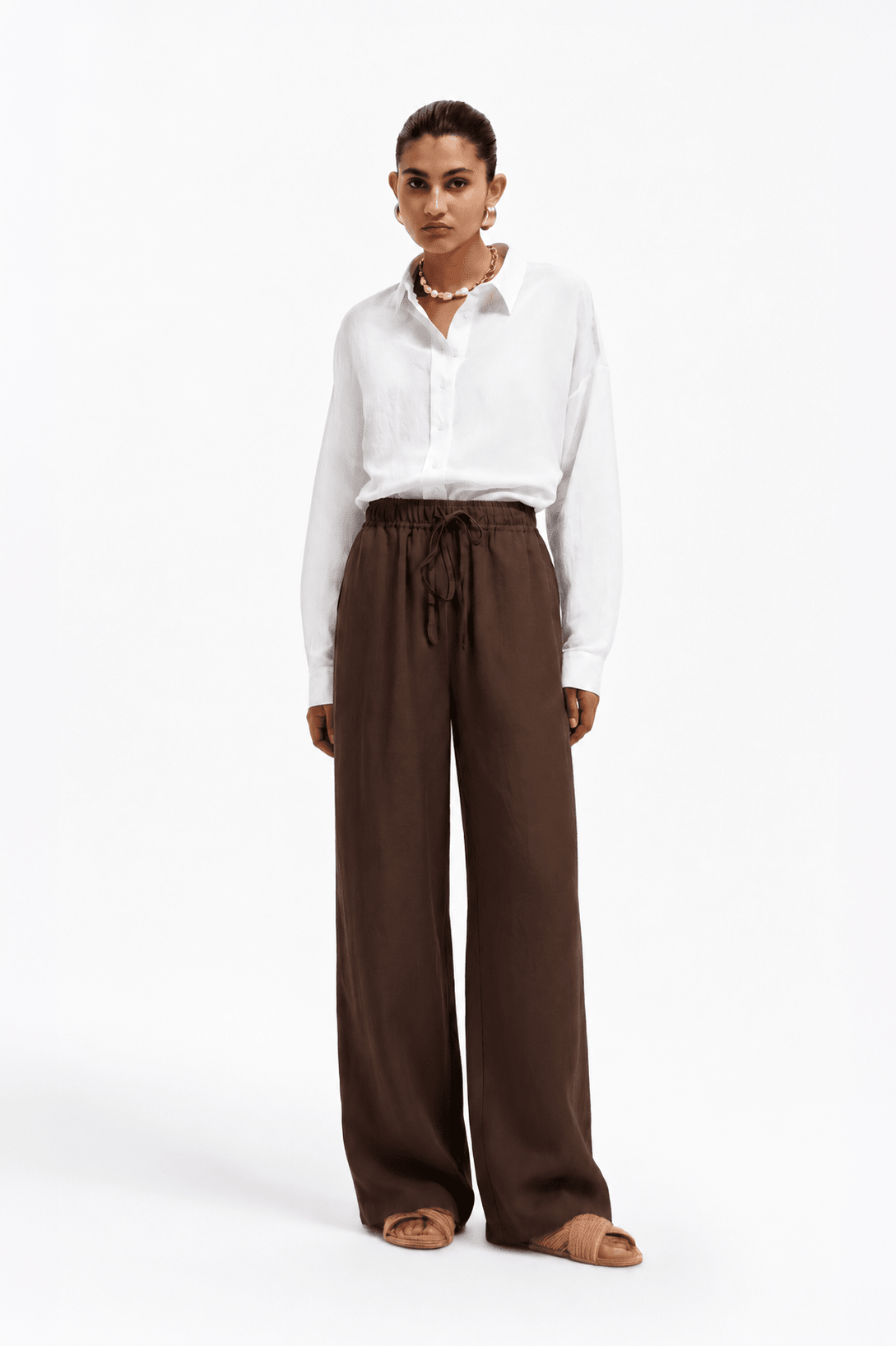 Pantalone in lino con elastico in vita - Caractère