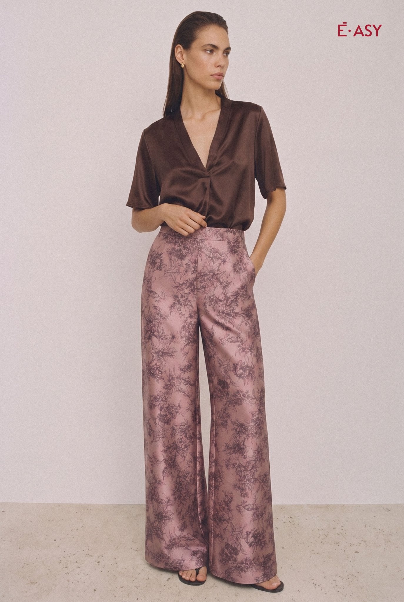 Pantalone Palazzo Donna Floreale a Vita Alta - Caractère