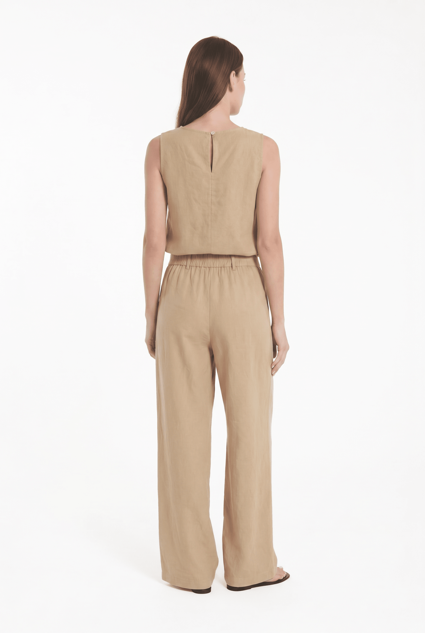 Pantalone Palazzo in Misto Lino con Vita Elasticizzata - Caractère