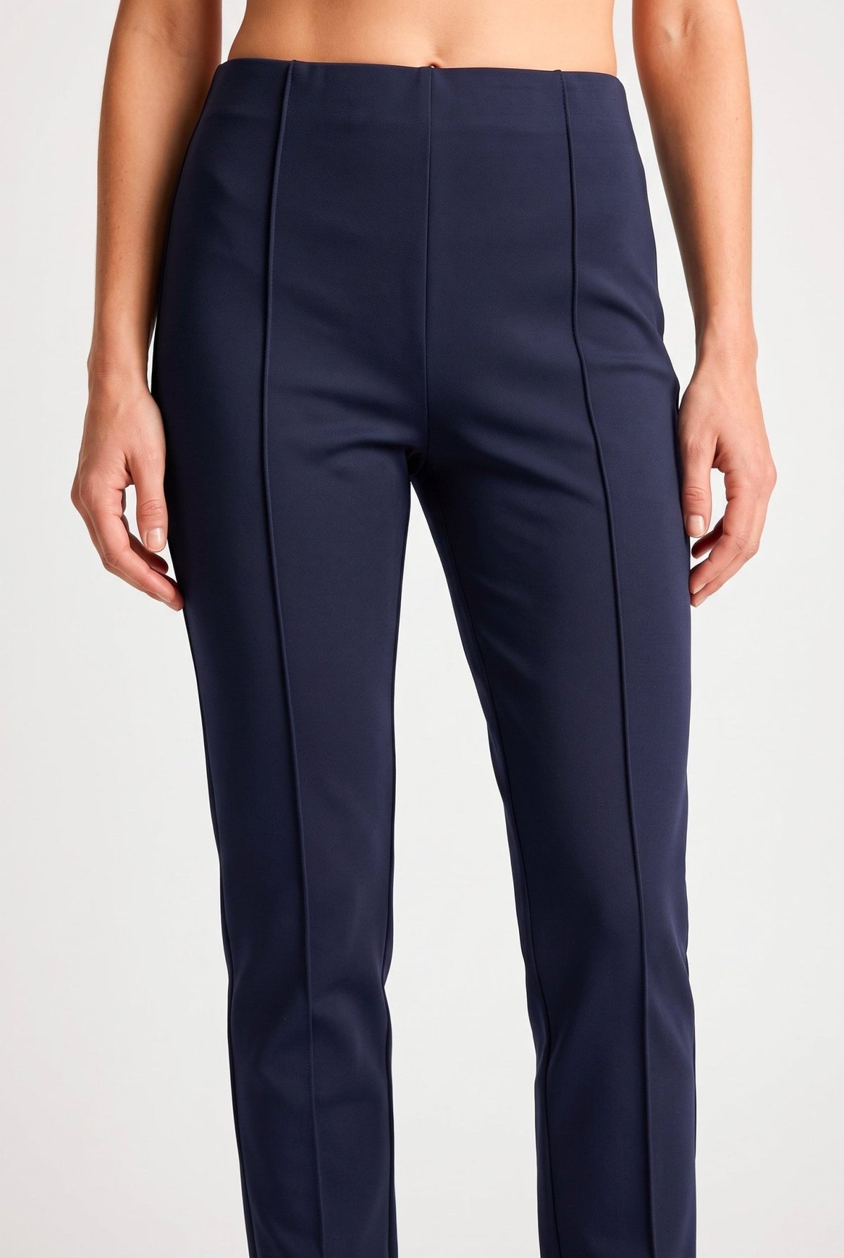 Tailleur in jersey punto Milano giacca monopetto e pantalone skinny blu - Caractère
