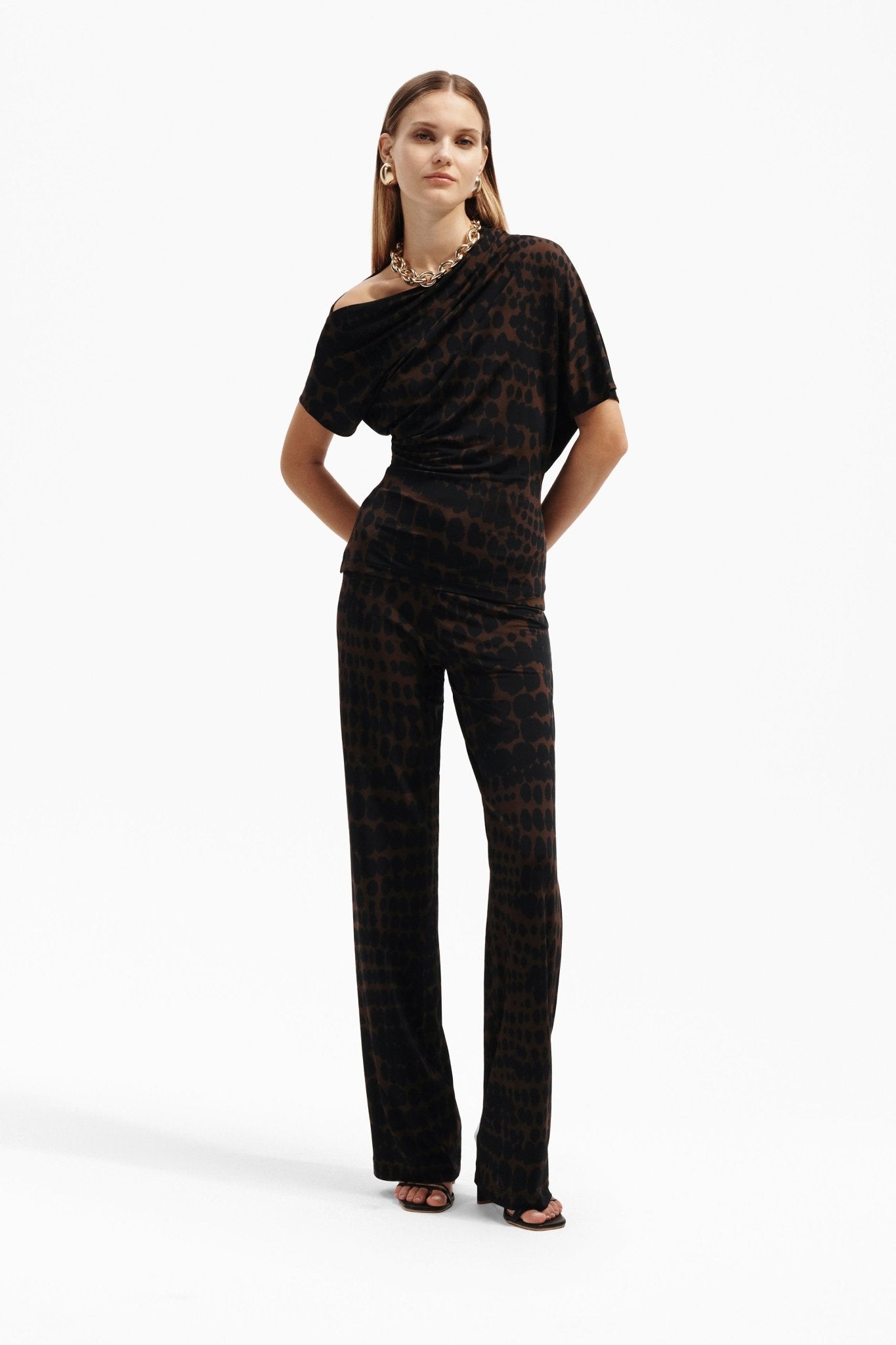 Pantalone Straight in Viscosa con Stampa - Caractère