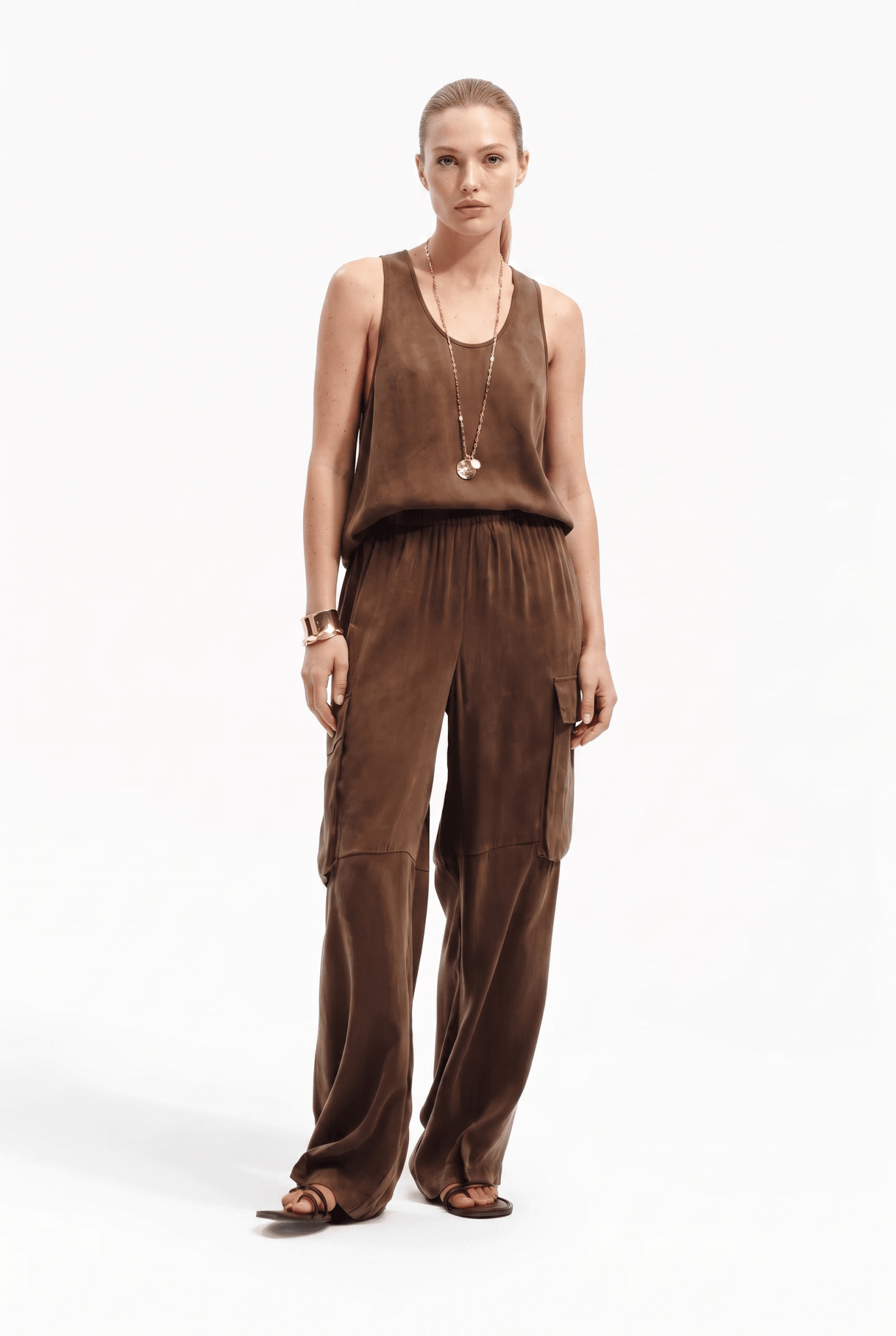 Pantaloni Donna Cargo in Cupro Gamba Ampia – Comfort e Stile Raffinato - Caractère
