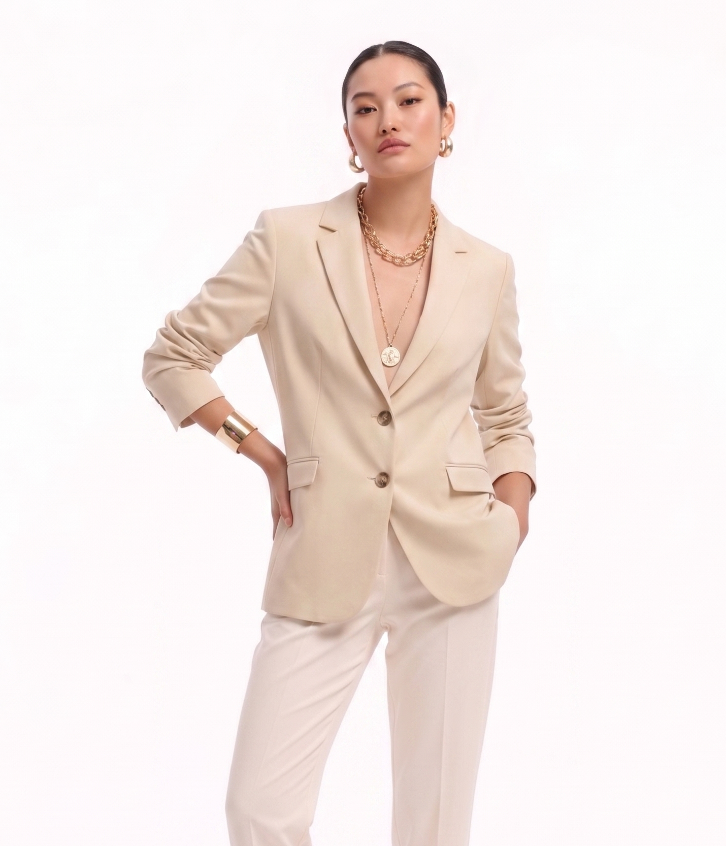 Giacca monopetto completo in cotone stretch