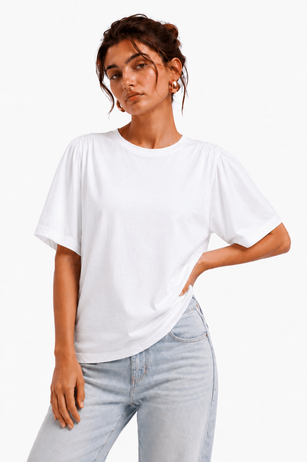 T-shirt con maniche arricciata in spalla - Caractère