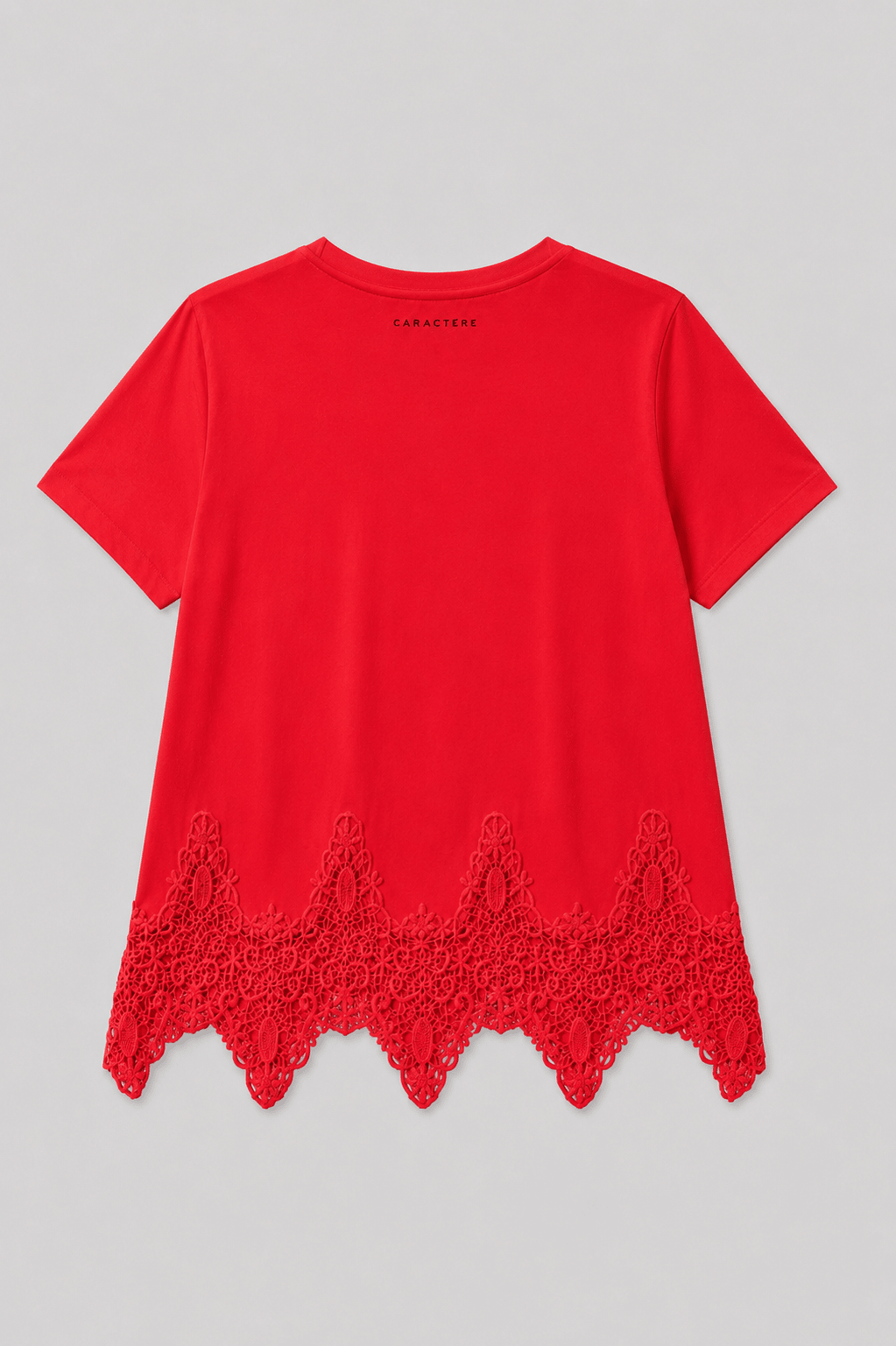 T-shirt girocollo in Jersey di Cotone con Pizzo - Caractère