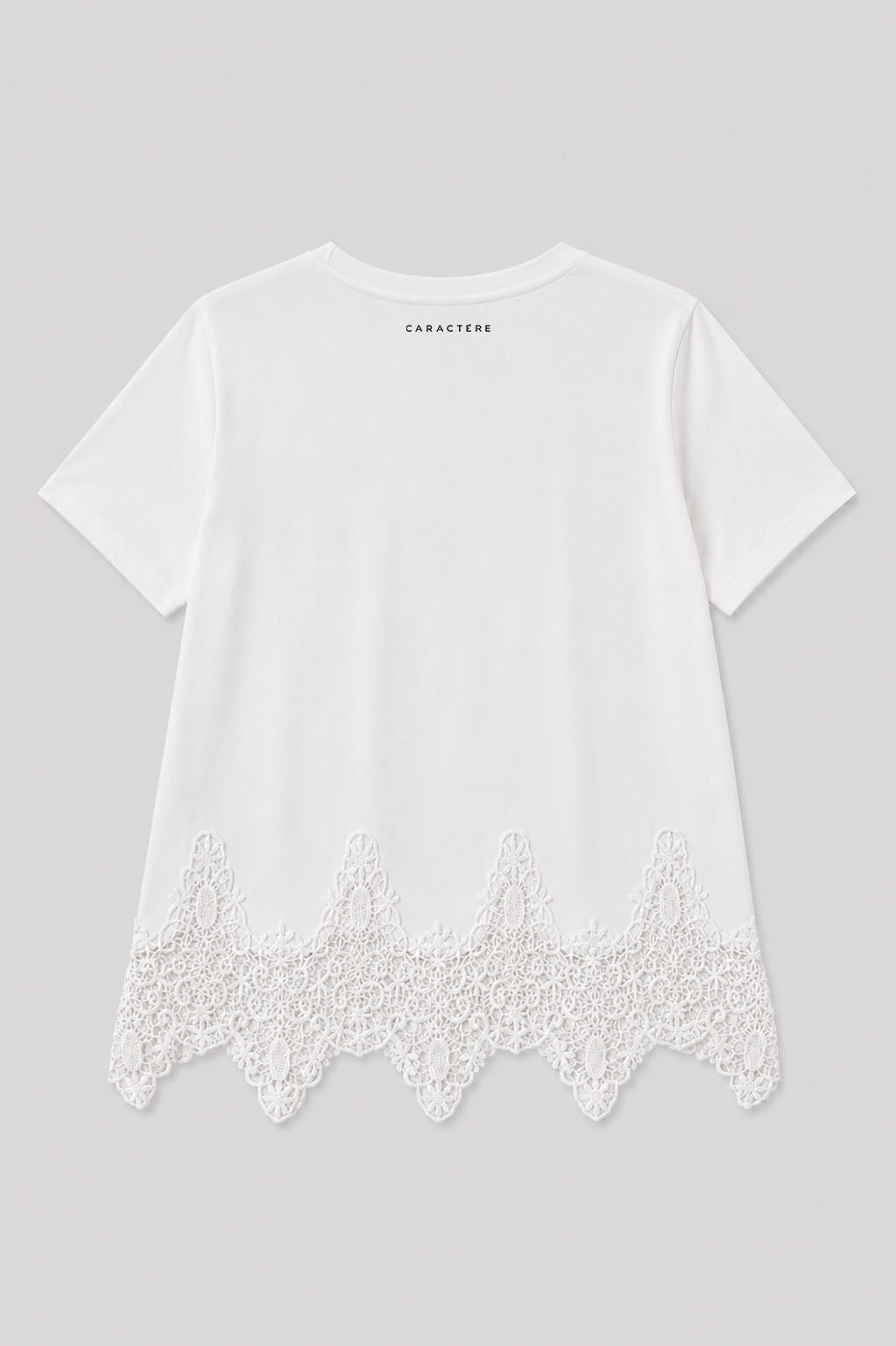 T-shirt girocollo in Jersey di Cotone con Pizzo - Caractère