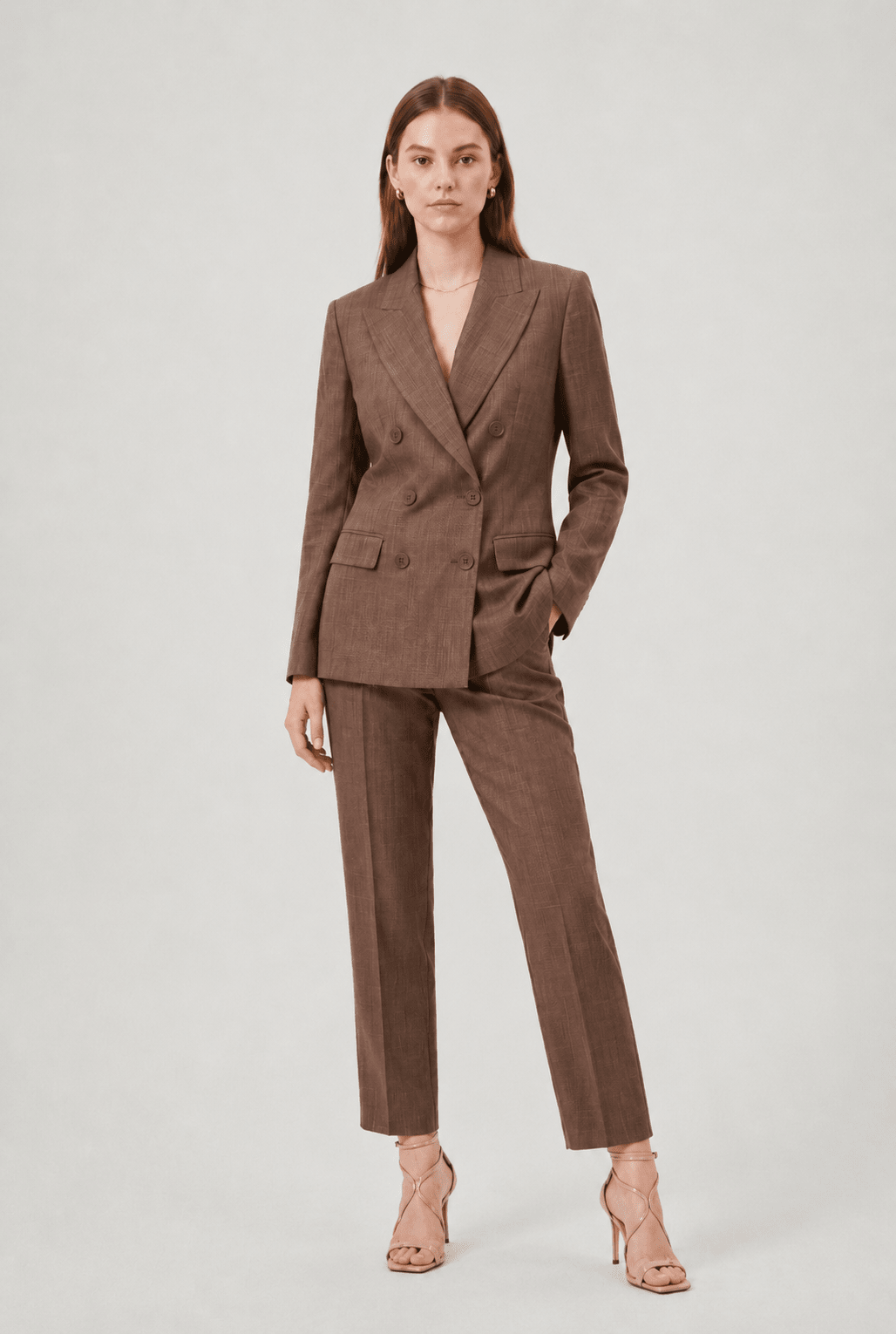 Tailleur Effetto Denim Giacca Doppiopetto e Pantalone Dritto - Caractère