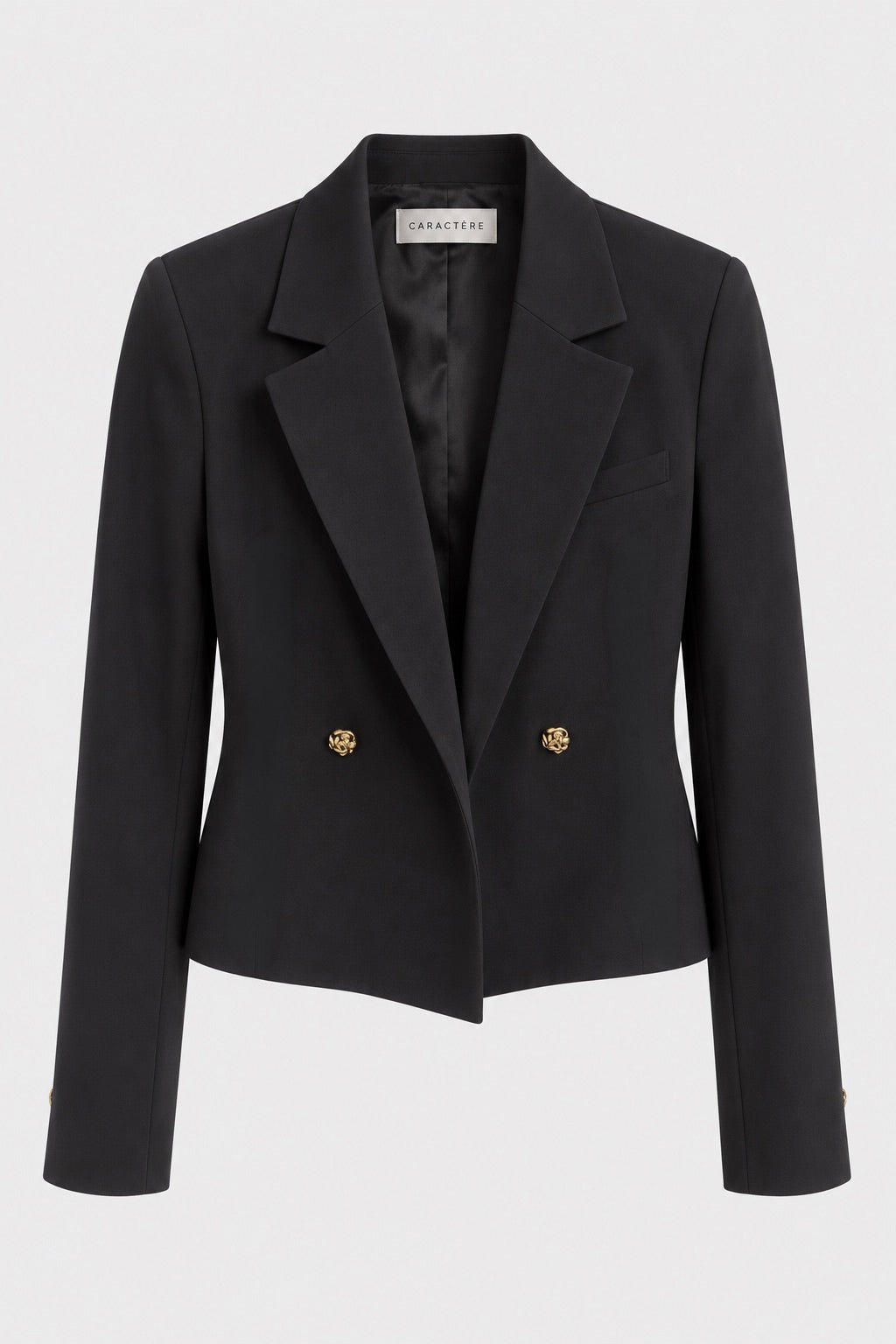Tailleur giacca corta doppiopetto e pantalone gamba dritta in crepe - Caractère