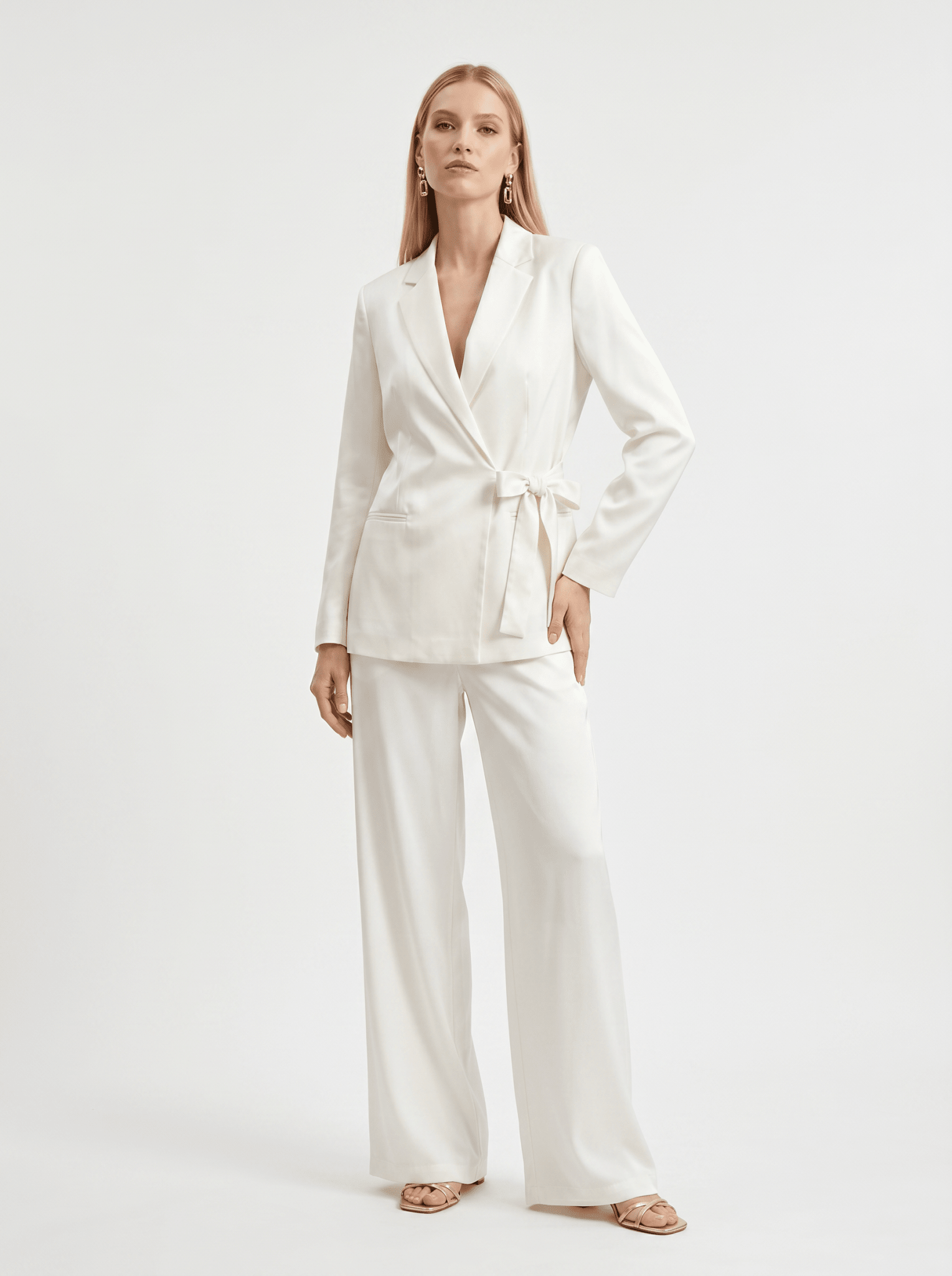 Tailleur in Cotone Giacca con Fiocco e Pantalone Largo - Caractère