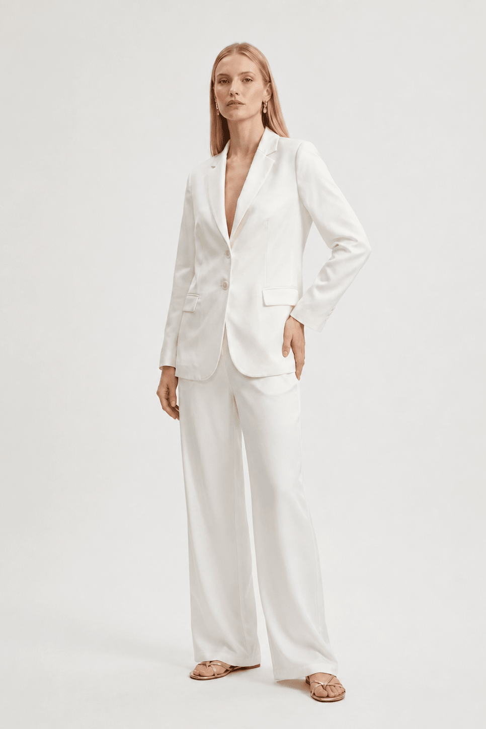 Tailleur in Cotone Giacca Monopetto e Pantalone Largo - Caractère
