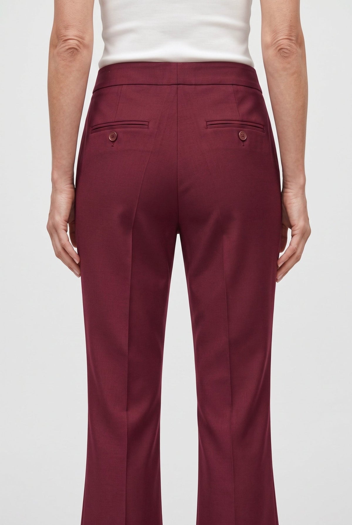 Tailleur in cotone stretch blazer doppiopetto collo a lancia e pantalone trombetta - Caractère