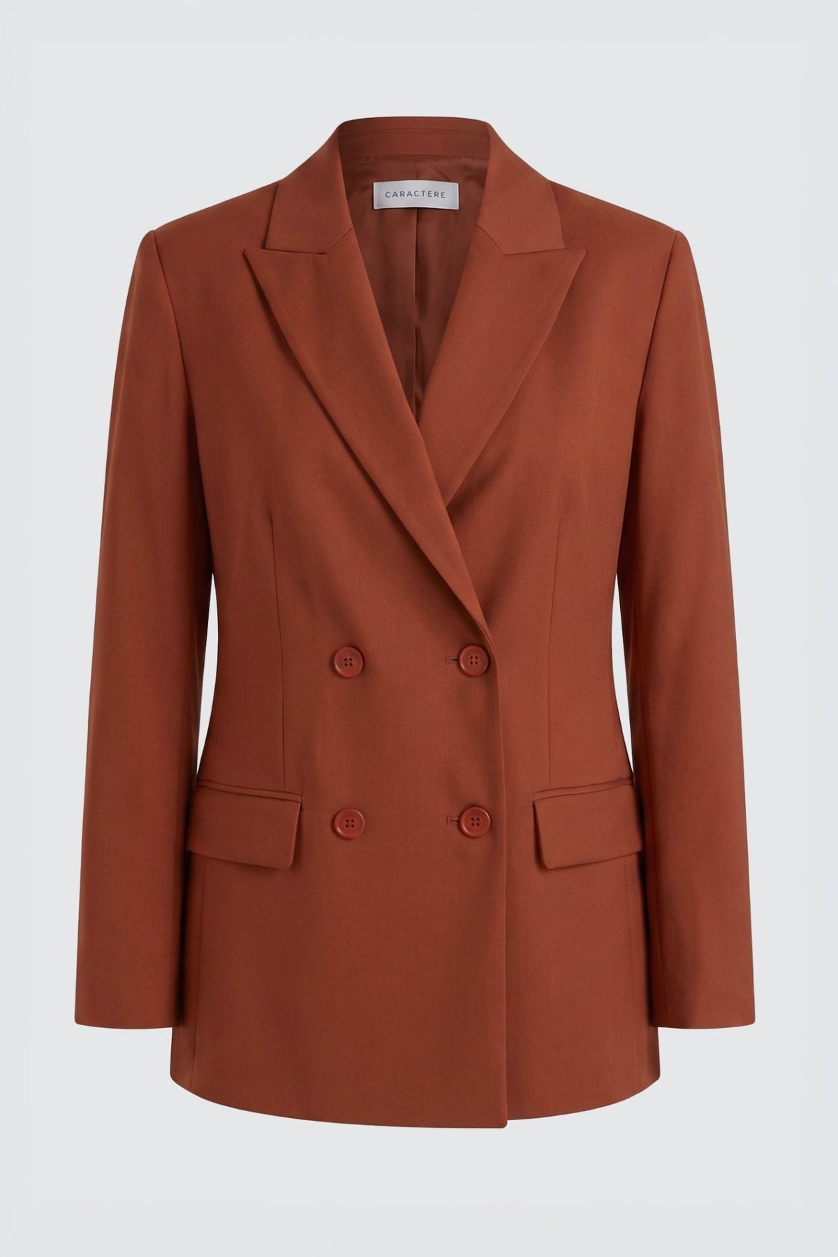 Tailleur in cotone stretch blazer doppiopetto collo a lancia e pantalone trombetta - Caractère