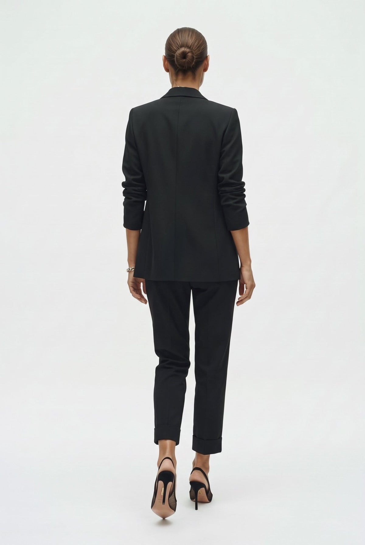Tailleur in cotone stretch giacca monopetto e pantalone sigaretta con risvolto - Caractère