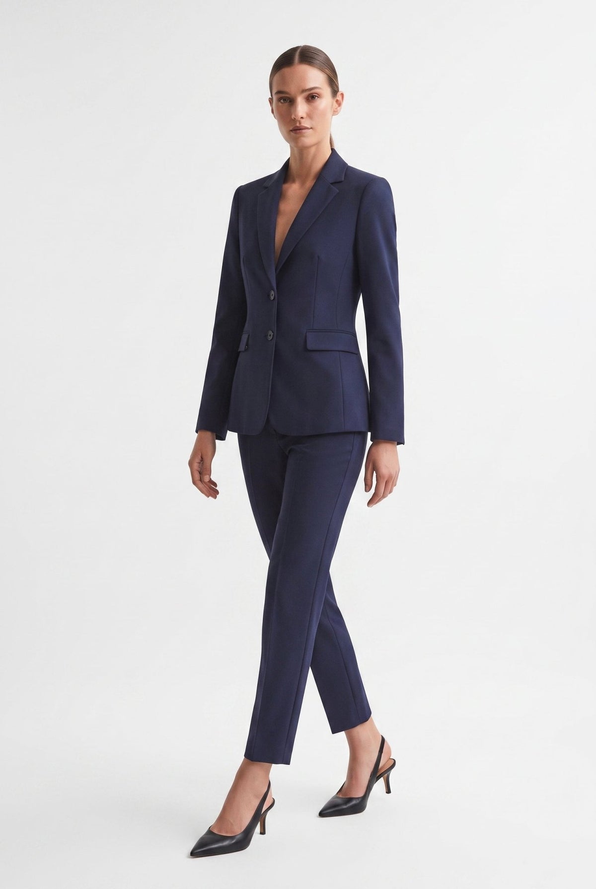 Tailleur in Cotone Tecnico Giacca Monopetto e Pantalone Dritto Blu - Caractère
