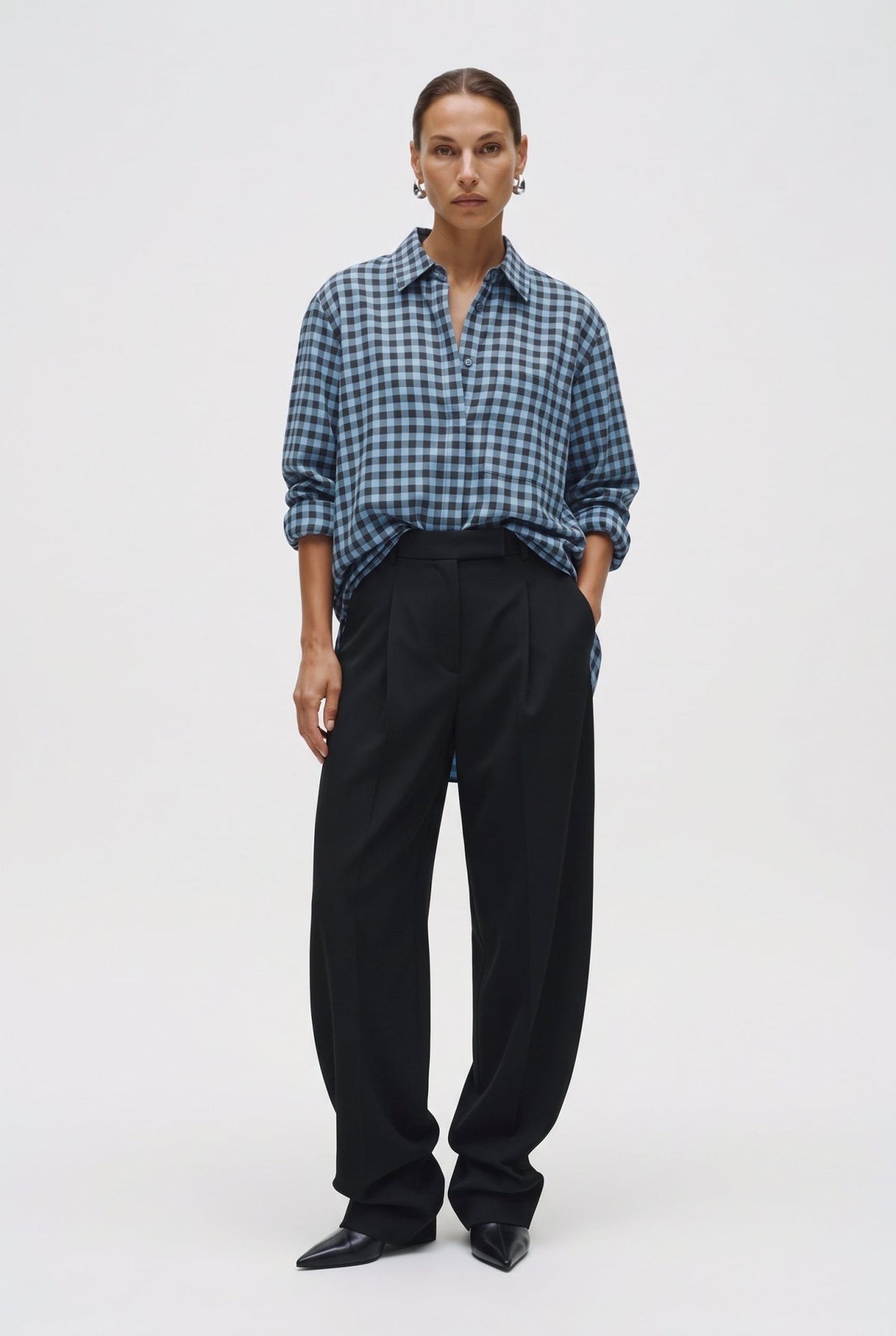 Tailleur in crepe giacca doppiopetto oversize e pantalone morbido - Caractère