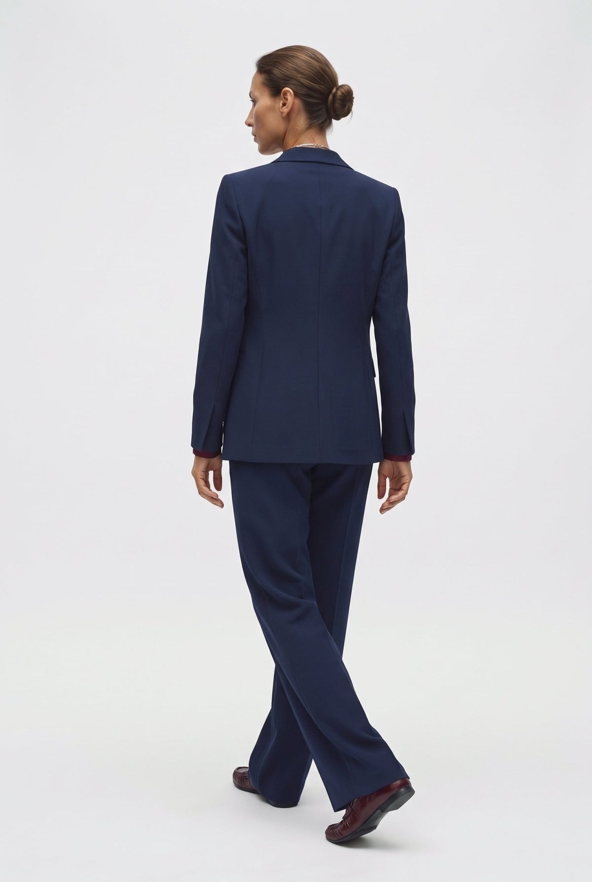 Tailleur in crepe giacca monopetto e pantalone palazzo - Caractère