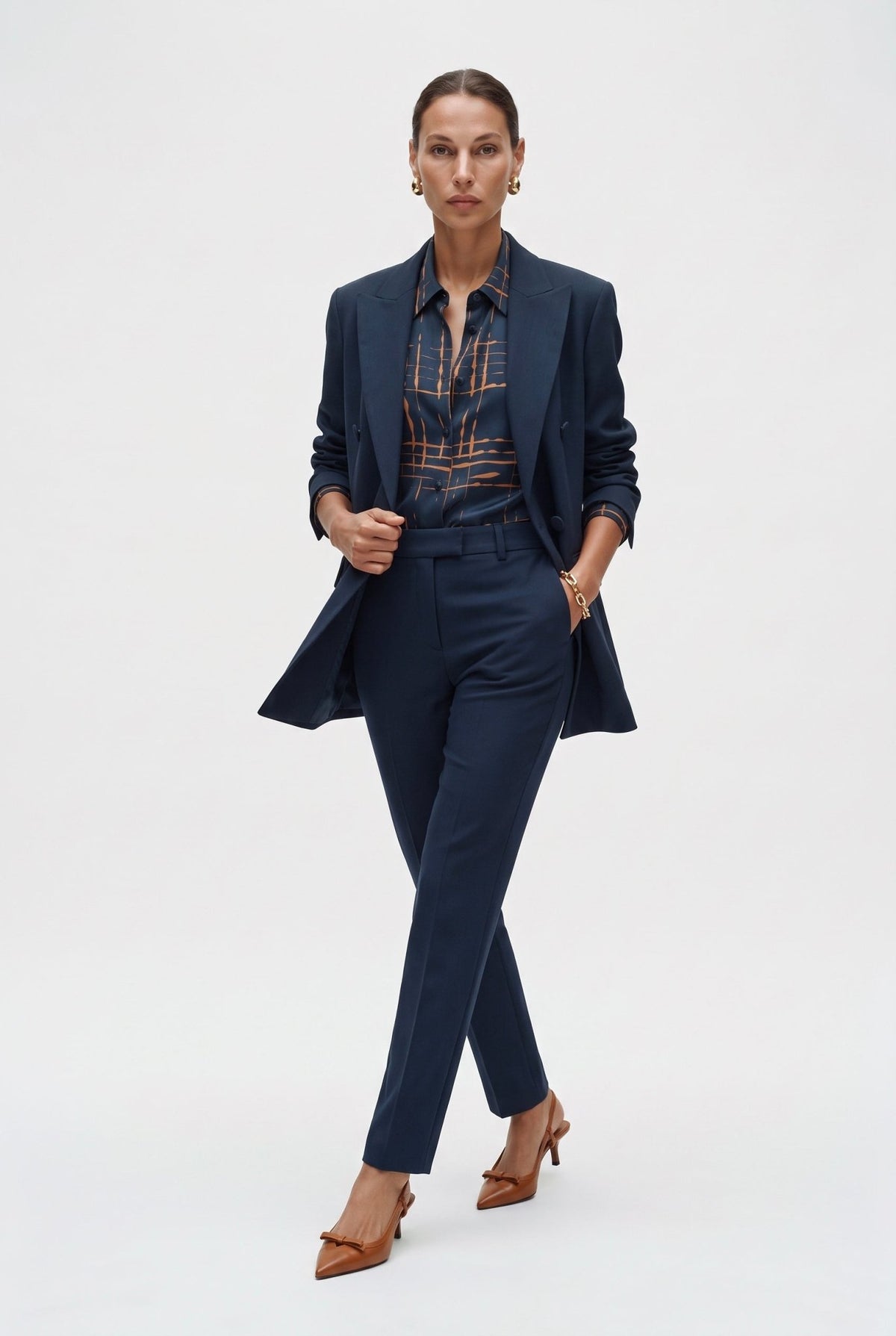 Tailleur in crepe giacca over e pantalone a sigaretta stretto - Caractère