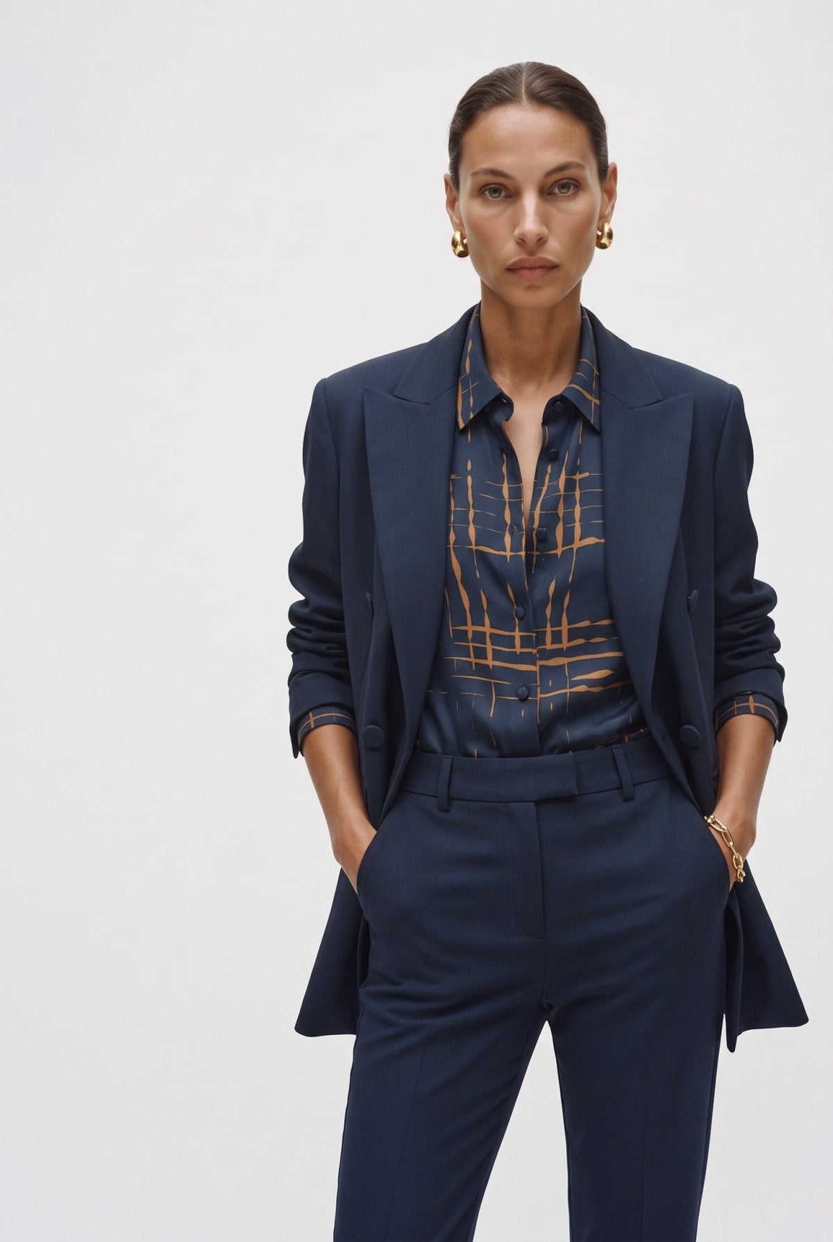 Tailleur in crepe giacca over e pantalone a sigaretta stretto - Caractère