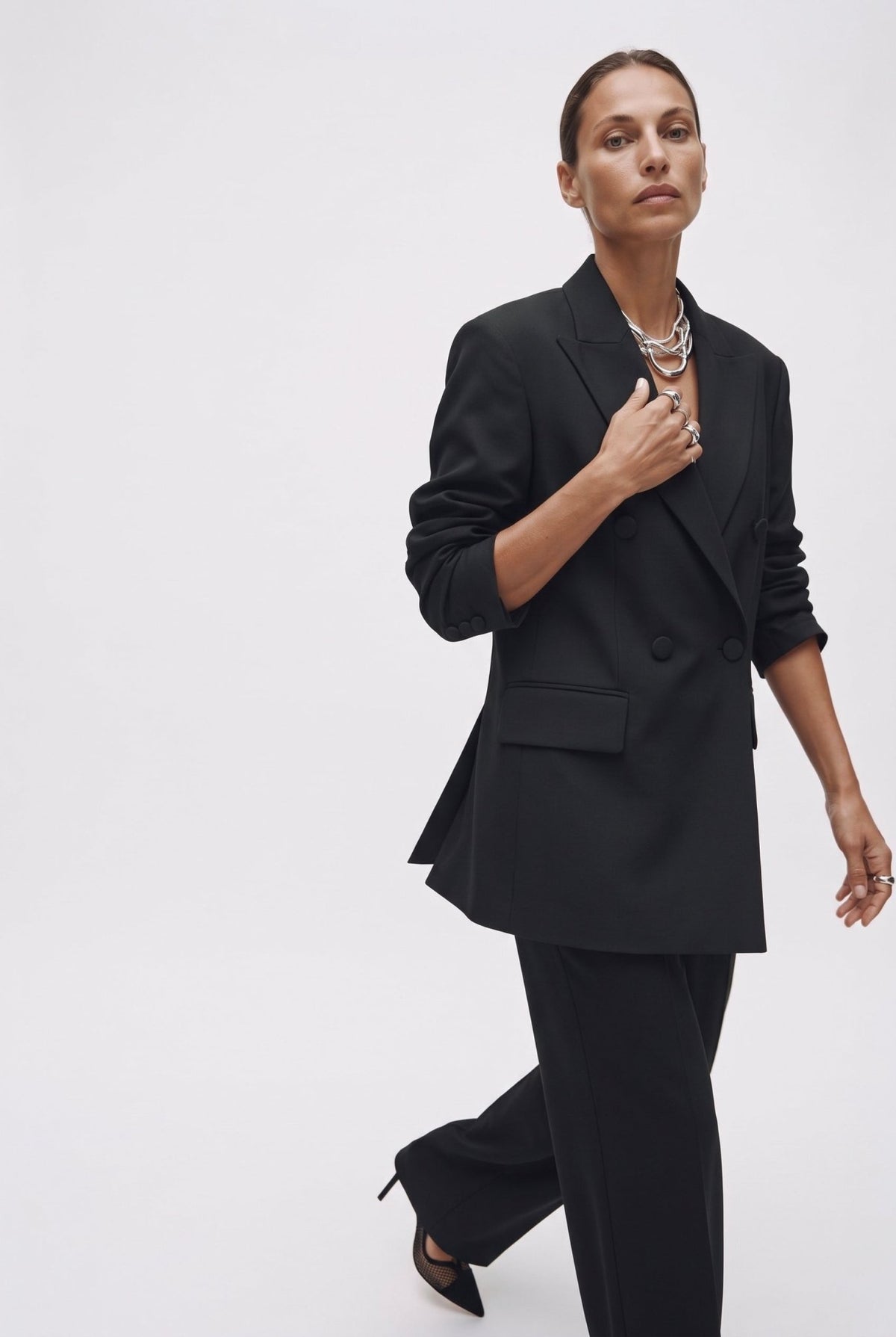 Tailleur in crepe giacca over e pantalone palazzo - Caractère