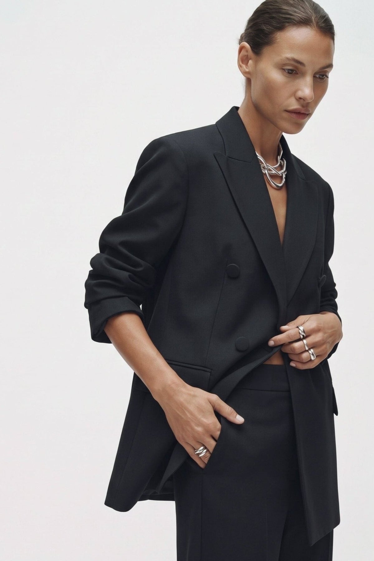 Tailleur in crepe giacca over e pantalone palazzo - Caractère