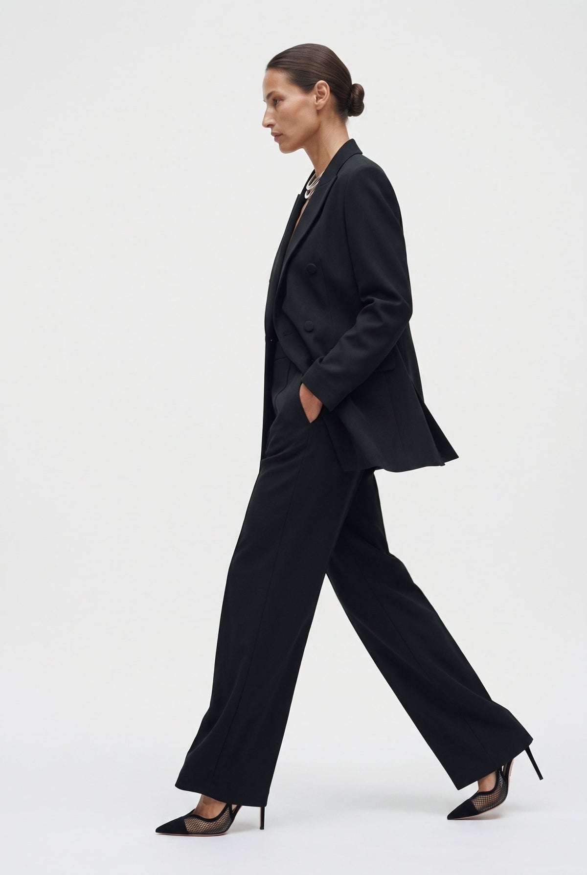 Tailleur in crepe giacca over e pantalone palazzo - Caractère