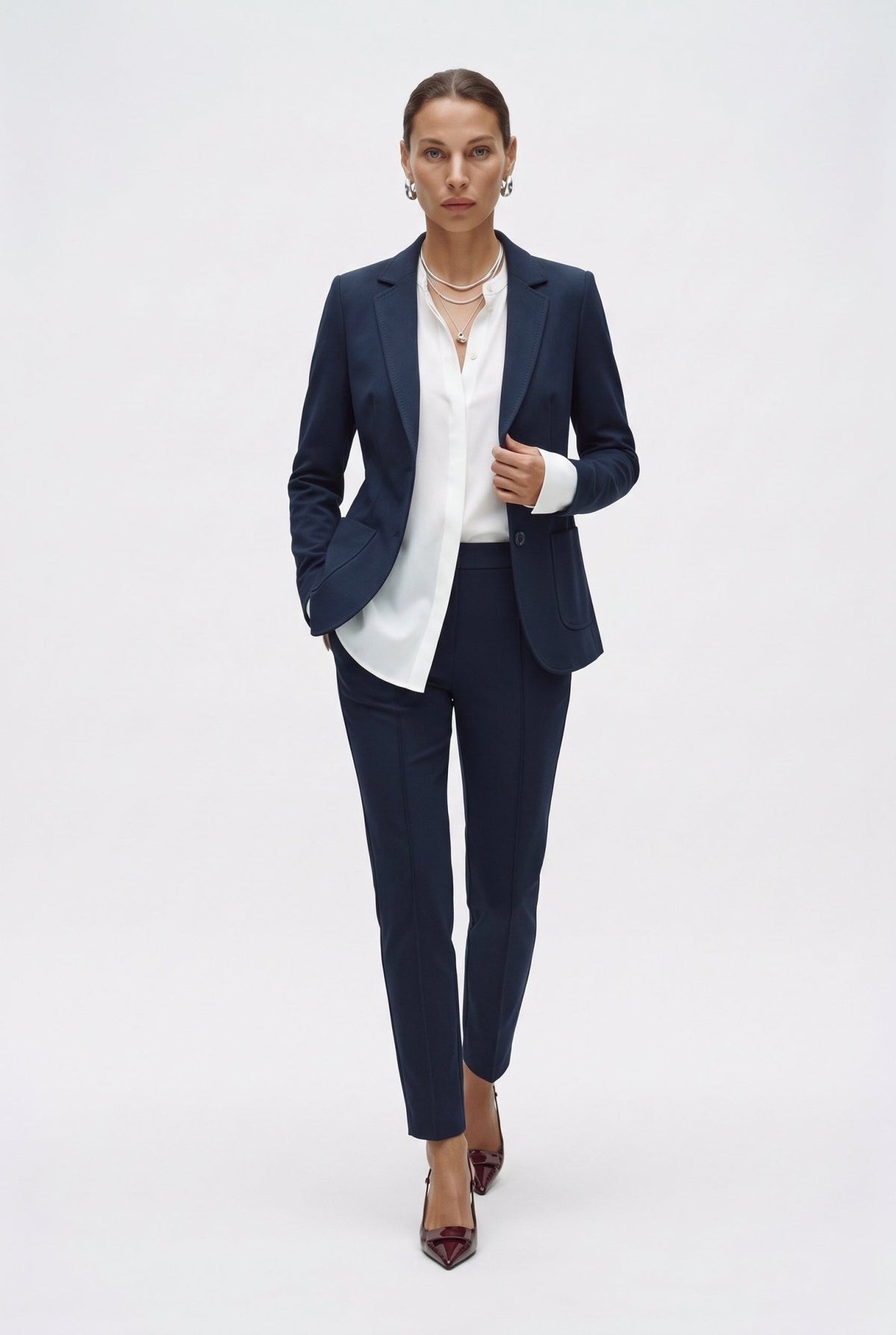 Tailleur in jersey punto Milano giacca monopetto e pantalone skinny - Caractère
