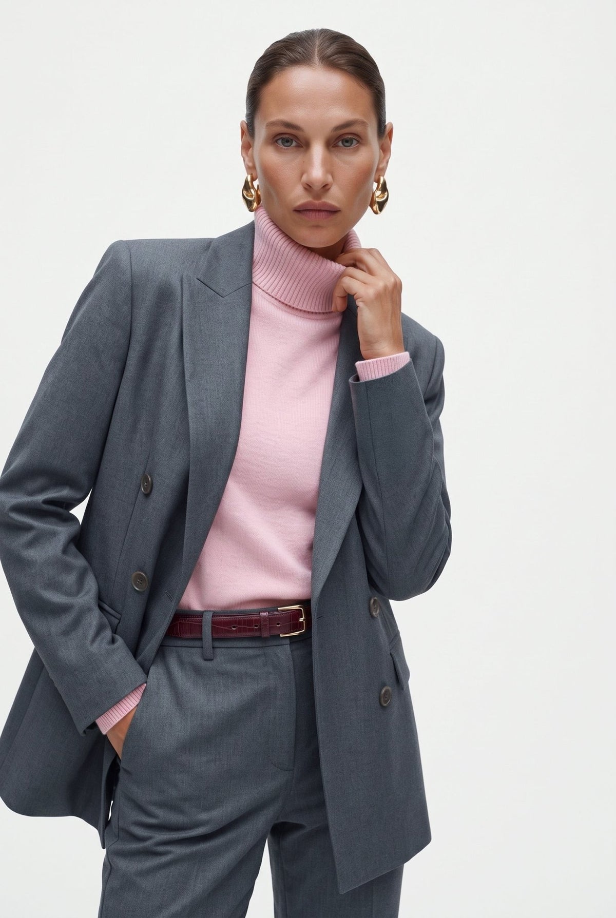 Tailleur in misto lana blazer doppiopetto collo a lancia e pantalone dritto - Caractère