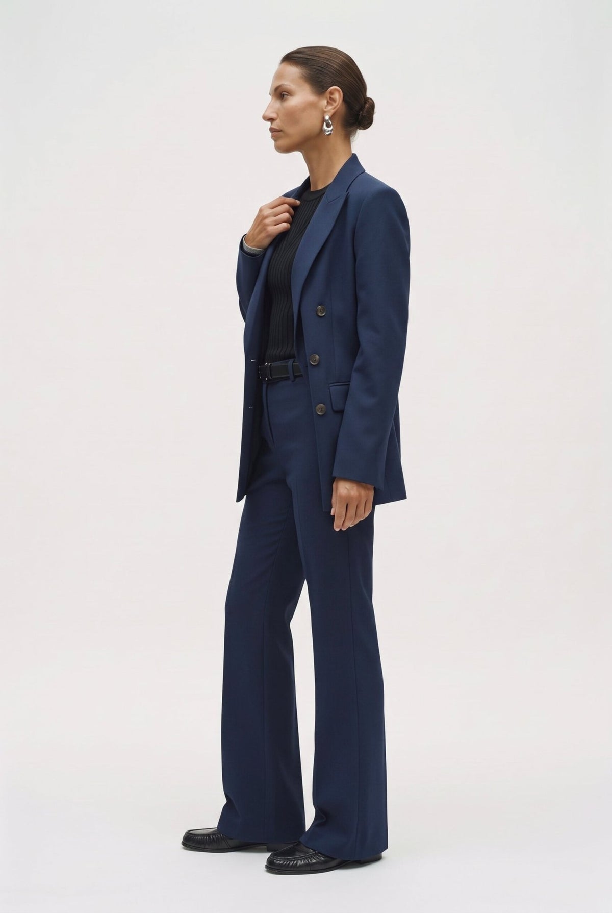 Tailleur in misto lana blazer doppiopetto e pantalone a zampa - Caractère