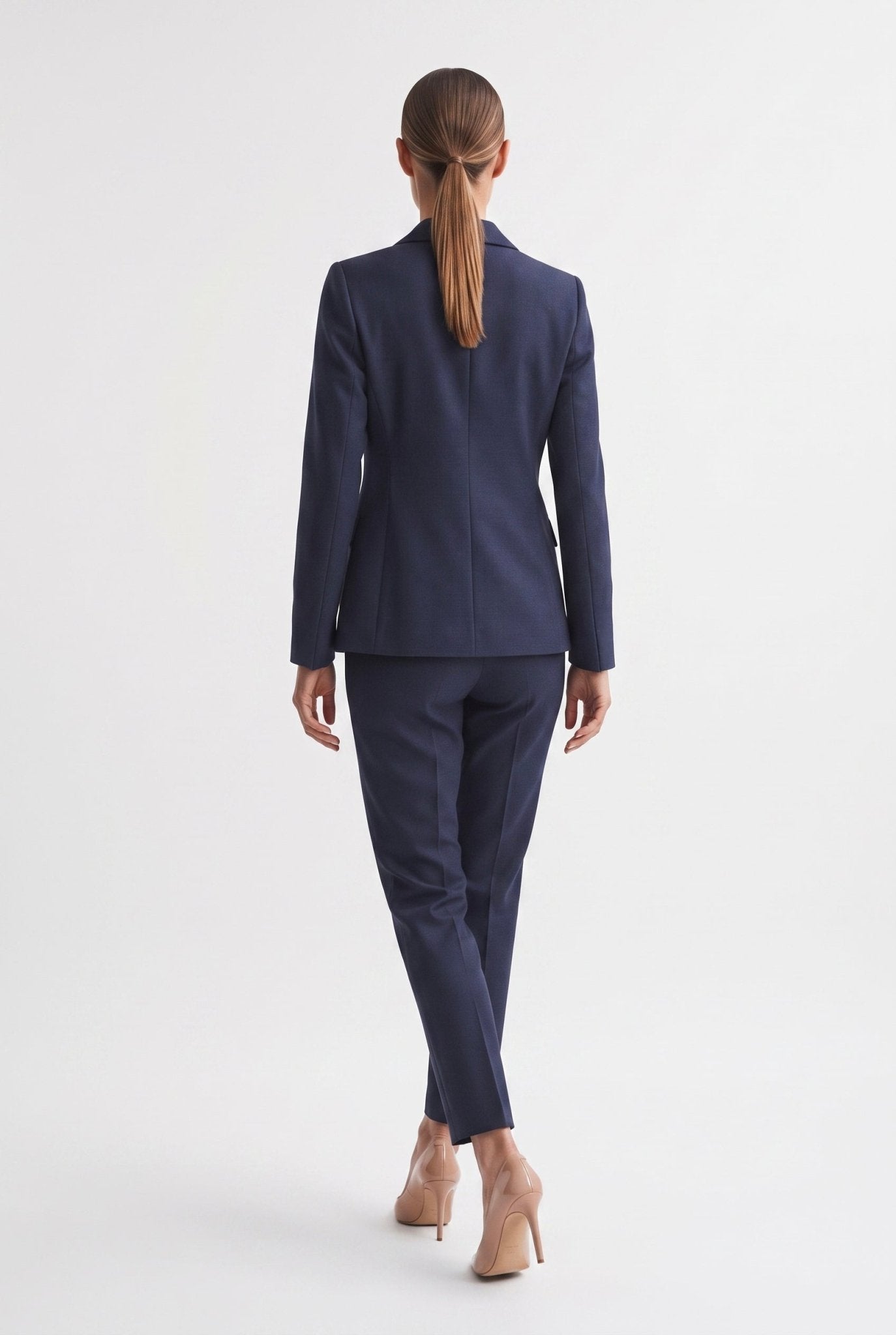 Tailleur Punto Milano Giacca Monopetto e Pantalone a Sigaretta Blu - Caractère