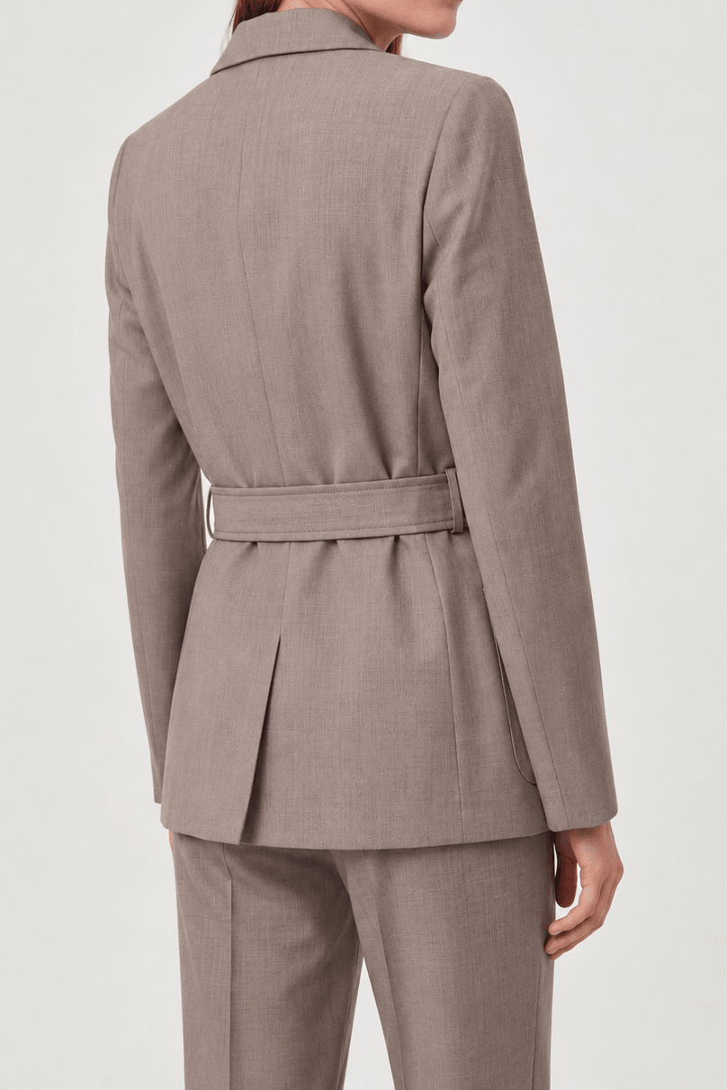 Tailleur Tortora Giacca con Cintura e Pantalone a palazzo - Caractère