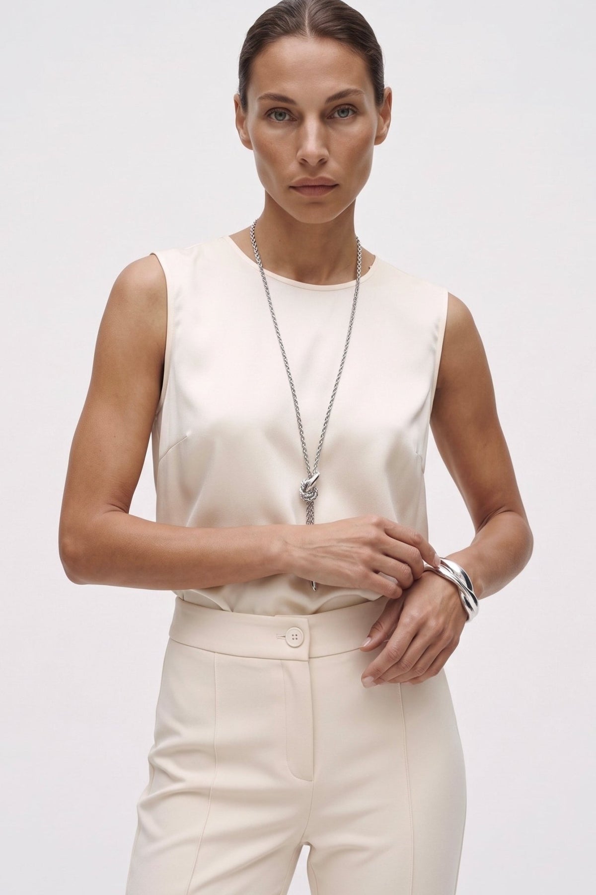 Top satin fluido con spalline ampie - Caractère