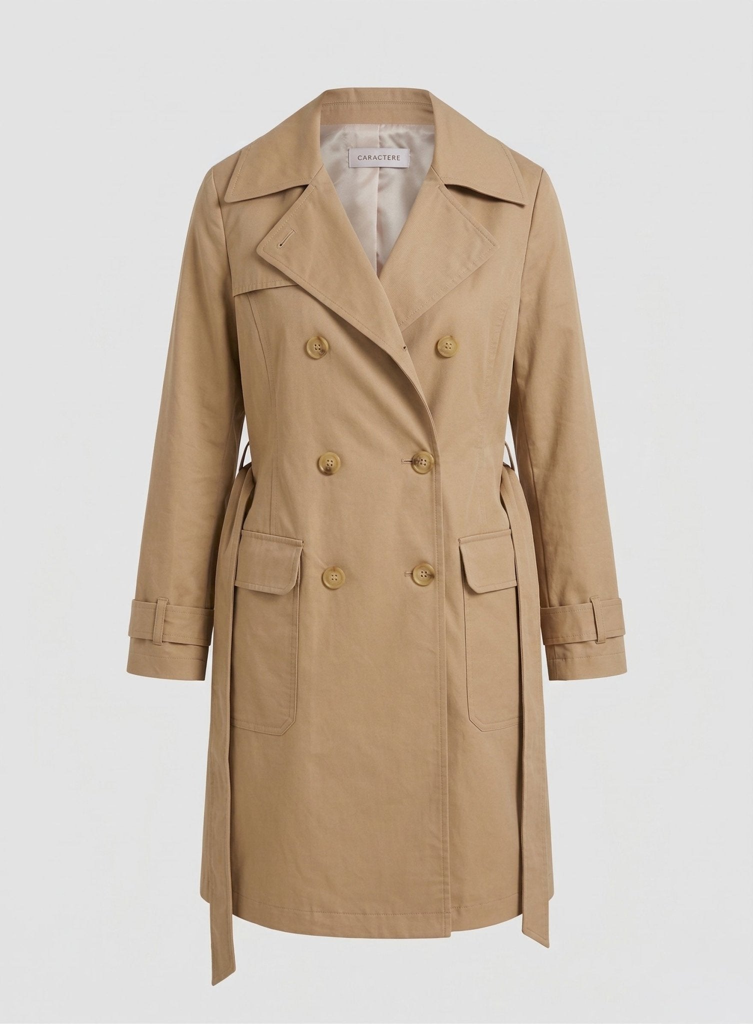 Trench Doppiopetto Beige Classico con Cintura - Caractère