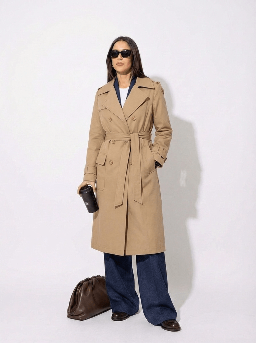 Trench Doppiopetto Beige Classico con Cintura - Caractère
