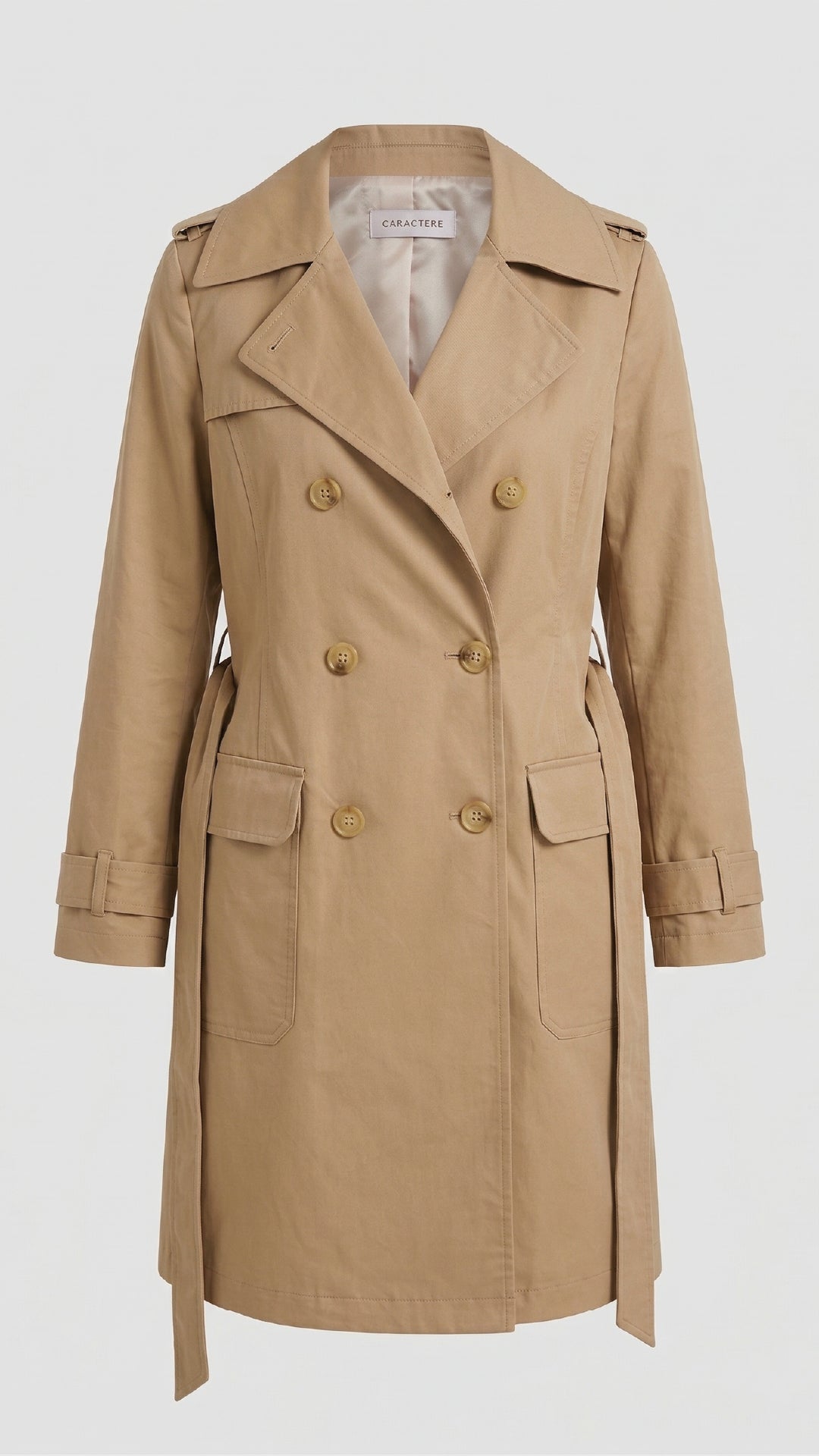 Trench Doppiopetto Beige Classico con Cintura - Caractère